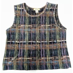 Plisse Multicolor Pleated Tank Top Women's XL Abstract Stripe